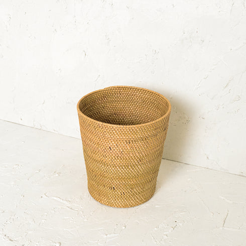 Rattan Waste Paper Bin - Natural - Coastal Villa Homeware